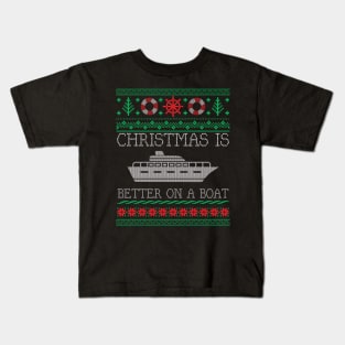 Boating Christmas Is Better On Pontoon Boat Ugly Christmas Sweater Kids T-Shirt